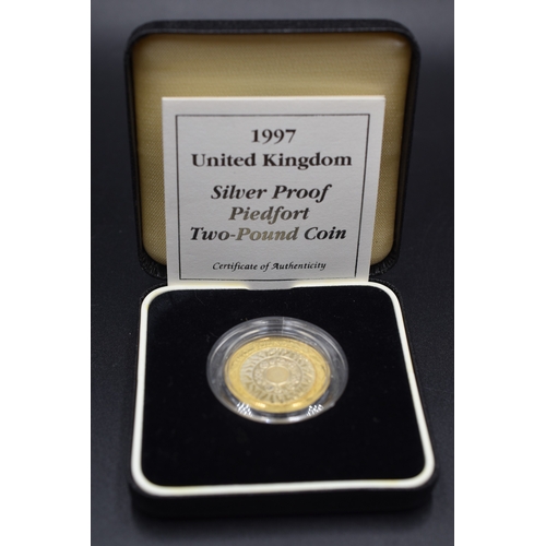 53 - Silver Proof Piedfort Two Pound Coin - 1997 - Complete with COA and Presentation Box