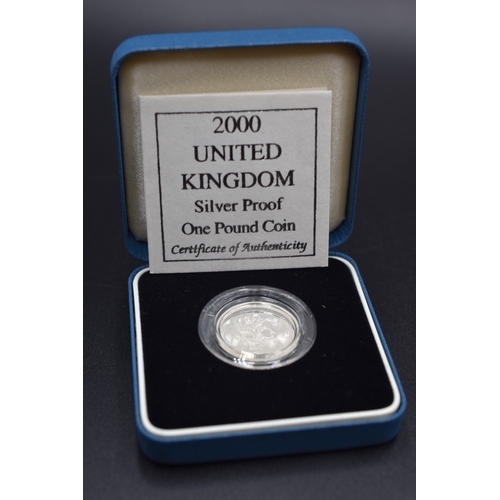 55 - Silver Piedfort - One Pound Coin - 2000 - Complete with COA and Presentation Box