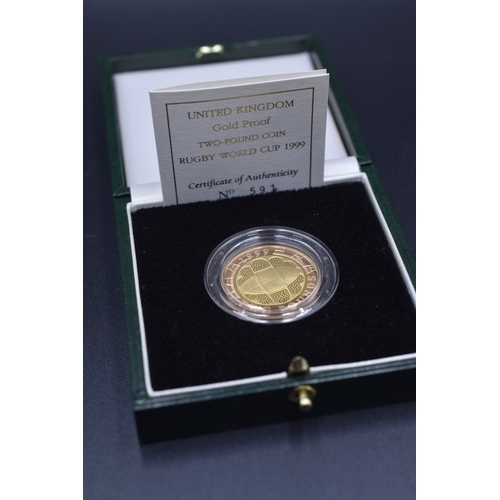 46 - Gold Proof 22ct - £2 Rugby World Cup Coin - 1999 - (591/2000)
Complete with COA and Presentation Box