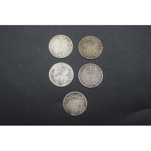 9 - Selection of Victoria (UK/Canadian x1) Three Pence Pieces to Include 1865, 1890, 1893 and More