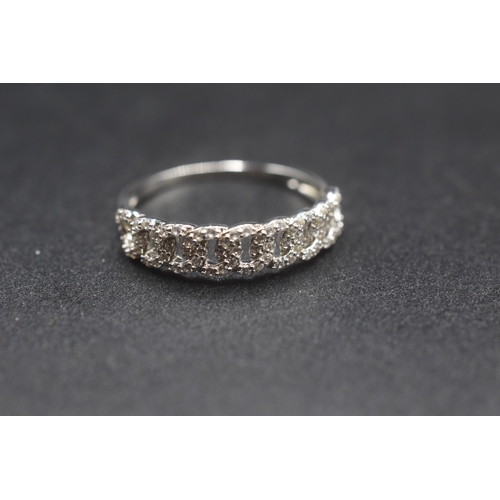 45 - Silver 925 Diamante Curb Link Style Ring Size U Complete with Presentation Box