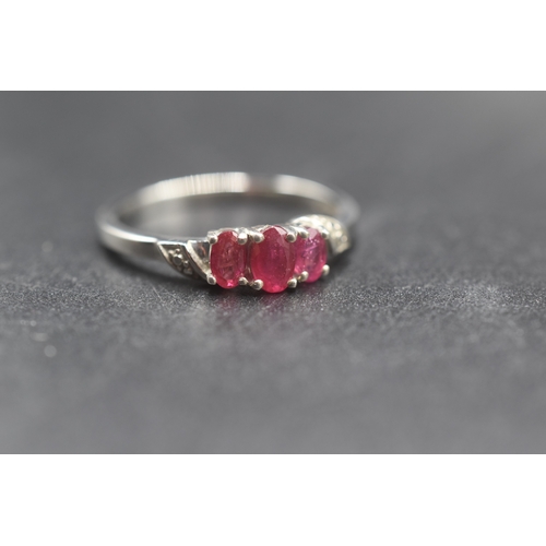 47 - Silver 925 Pink Gemstone Ring Size Y Complete with Presentation Box