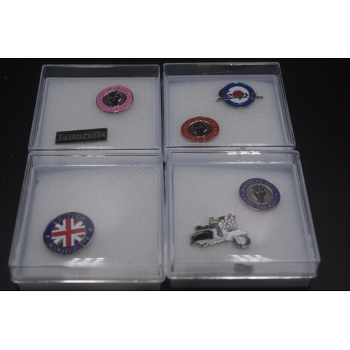 6 - Selection of Pin Badges to Include Northern Soul, Vespa, Friends of the RAF and The British Legion