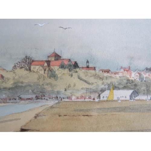 559 - David Addey (b. 1933) - 'Below Rye', watercolour, signed, label verso dated 1999, 26cm x 41cm, frame... 