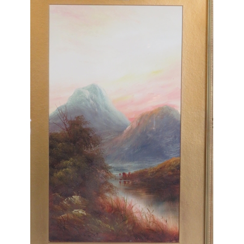 560 - British School (c.1880/1920) - 'Mountainous River Landscapes', a pair, oils, 45cm x 25cm, inset orna... 