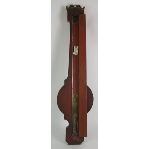 102 - A 19th Century mahogany cased wheel barometer by F. Gugeri of Hatton Garden, London. Overall height ... 