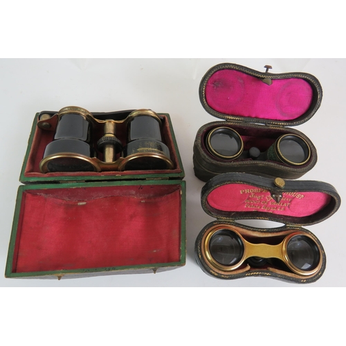 112 - Three pairs of 19th Century opera glasses including one pair by Prosper Bunoust Paris, a cased photo... 