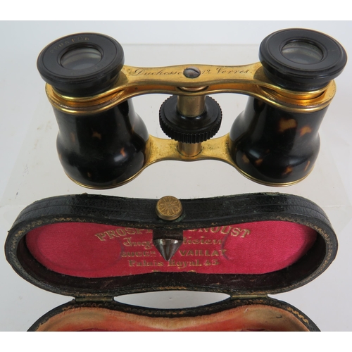 112 - Three pairs of 19th Century opera glasses including one pair by Prosper Bunoust Paris, a cased photo... 