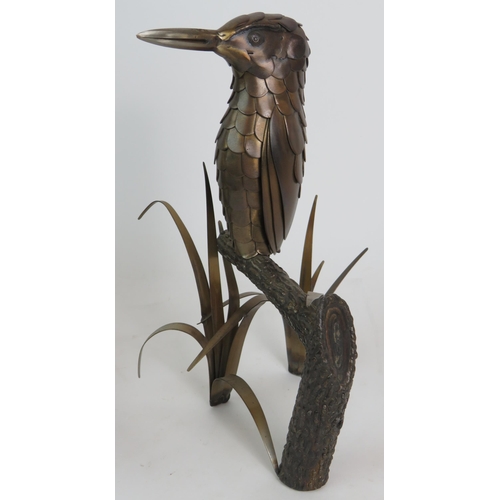 120 - A contemporary steel art model of a tortoise (33cm) and a similar model of a Kingfisher on a branch ... 