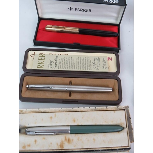 125 - Eleven mixed fountain pens, pencils and ballpoints including Parker Duofold, Waterman's Ideal, Mentm... 