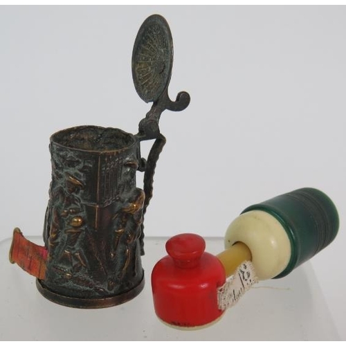 127 - A collection of 19th & 20th Century needlework items including a tankard thimble holder/tape measure... 