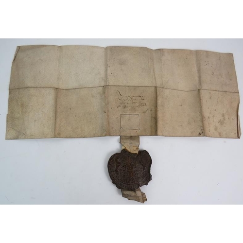 14 - An Elizabethan document hand written on vellum and bearing the wax Great Seal of Queen Elizabeth I, ... 