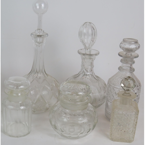 151 - 8 vintage and antique cut glass decanters plus 5 cut glass preserve jars. (13). Condition report: So... 