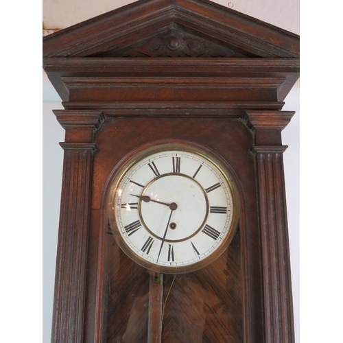 158 - A late 19th/early 20th Century walnut and mahogany cased Vienna-type wall clock, probably German, wi... 