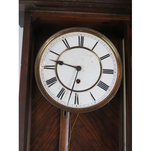 158 - A late 19th/early 20th Century walnut and mahogany cased Vienna-type wall clock, probably German, wi... 