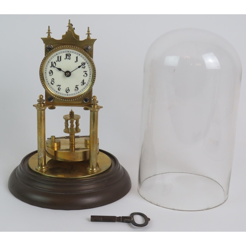 169 - A good quality brass 400 day anniversary clock under glass dome stamped number 79680. Height 28cm. C... 