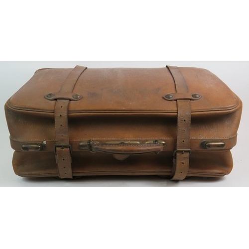 170 - A good quality vintage leather travel case with brass fittings and fully lined circa 1930's. 56cm x ... 