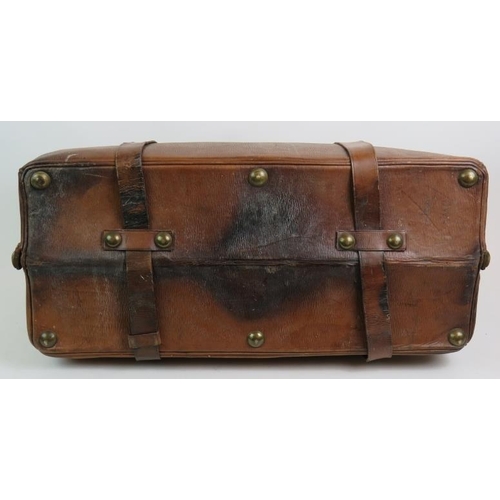 170 - A good quality vintage leather travel case with brass fittings and fully lined circa 1930's. 56cm x ... 