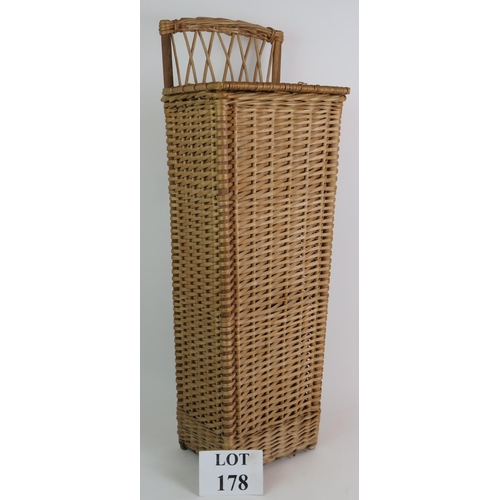 178 - A vintage Wicker French stick bread storage basket. Overall height 73cm. Condition report: No issues... 