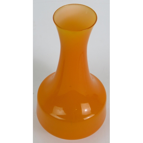 180 - A blue Whitefriars Knobbly glass vase and an orange mid century glass vase. Tallest 25cm. (2). Condi... 