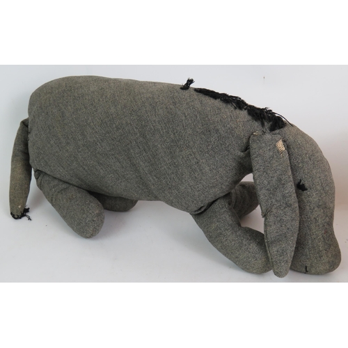 203 - Seven vintage handmade soft toys including Eeyore, Peter Rabbit and Babar the Elephant, Circa 1930s.... 