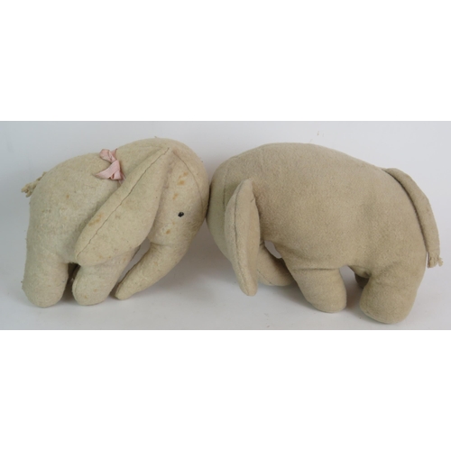 203 - Seven vintage handmade soft toys including Eeyore, Peter Rabbit and Babar the Elephant, Circa 1930s.... 