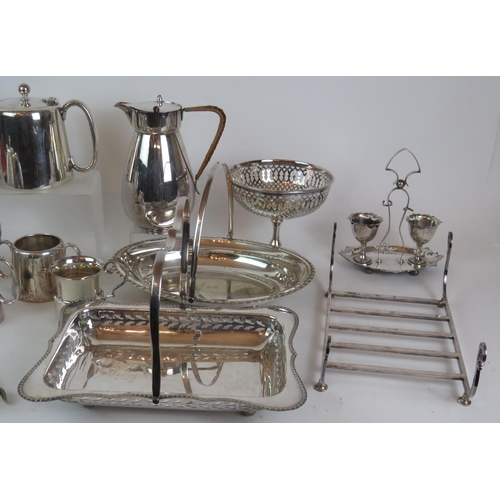 240 - A large quantity of mainly antique silver plated wares including a four piece tea set, breadboard, s... 