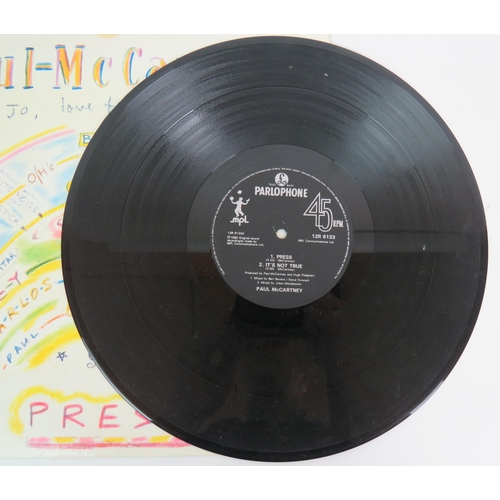 25 - A personally autographed copy of Paul McCartney's Press extended 12'' ep with sample sticker, Parlop... 