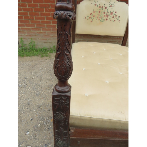 737 - A Victorian mahogany four poster single bed with carved & fluted uprights.
206cm high x 116cm wide x... 