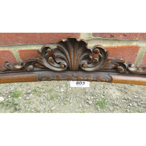 803 - A vintage mahogany framed over mantle mirror with carved & pierced shell cornice flanked by acanthus... 