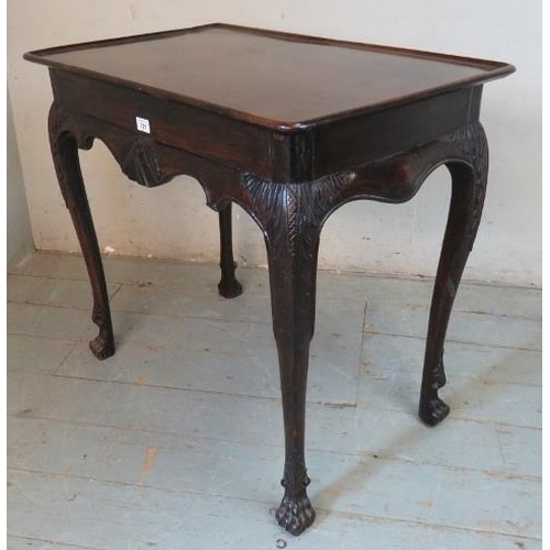 812 - A fine Georgian Irish silver table with a dished top, shape frieze carved with acanthus & shell deta... 