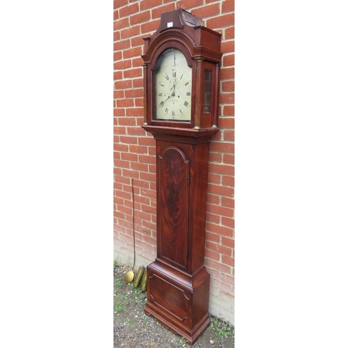 815 - A 19th century flame mahogany striking 8 day longcase clock by Thomas Pace of London, the silvered d... 