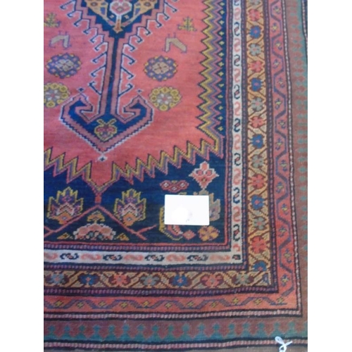 903 - Antique Malayer gallery rug early 20th Century, golden orange field, rare double hooked medallion. 2... 