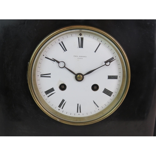 40 - A good quality 19th Century French striking mantel clock by Paul Gardier, Paris. Black slate case wi... 