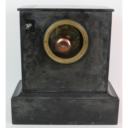 40 - A good quality 19th Century French striking mantel clock by Paul Gardier, Paris. Black slate case wi... 