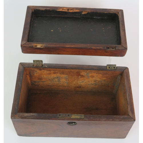 41 - An inlaid Victorian glove box, an inlaid Georgian tea caddy and an early 19th Century oak tea caddy.... 