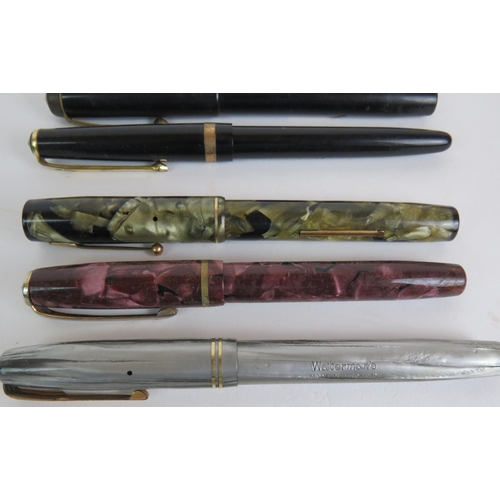 48 - Six vintage fountain pens including Waterman's Ideal, Burnham No 51, Conway Stewart No 475, Conway 1... 