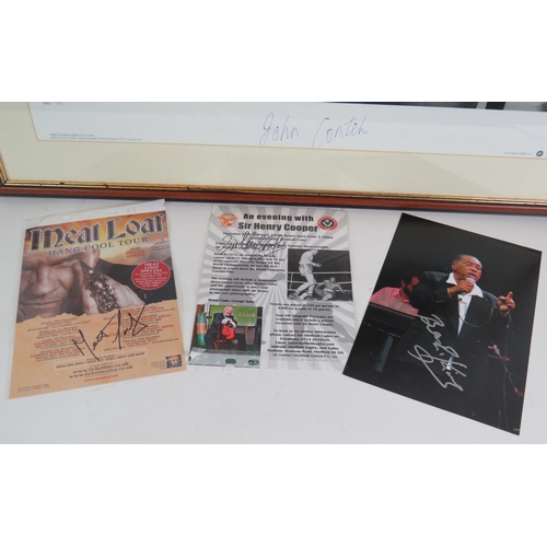 50 - An autographed limited edition photo of boxer John Conteh, two signed leaflets by Meatloaf and boxer... 