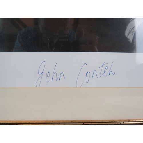 50 - An autographed limited edition photo of boxer John Conteh, two signed leaflets by Meatloaf and boxer... 