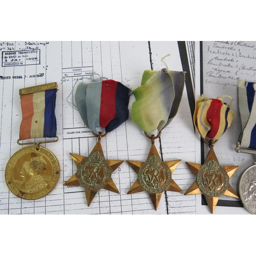 51 - A WW2 Royal Navy medal group for F.A. Evans J. 108177 including The African Star, Atlantic Star, 193... 