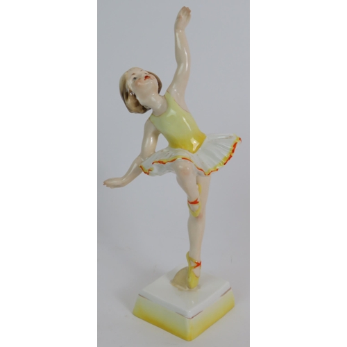 56 - A Royal Worcester Tuesday's Child figurine, No 3258 and a Wallendorf porcelain ballerina figurine. (... 