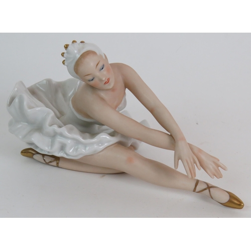 56 - A Royal Worcester Tuesday's Child figurine, No 3258 and a Wallendorf porcelain ballerina figurine. (... 