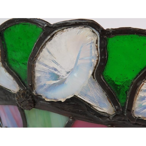 8 - A fine quality 20th Century Tiffany style plafonnier with multicoloured stained glass panels and a f... 