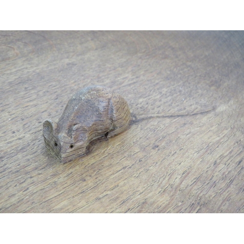 86 - A Robert Thompson Mouseman shallow oak bowl with central carved mouse and adze cut outer surface. Di... 