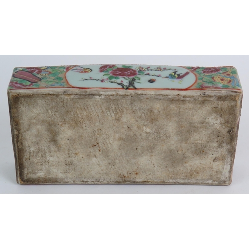 89 - A 19th Century Canton Chinese porcelain pen box and cover decorated in the famille rose style with b... 