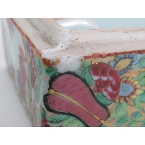 89 - A 19th Century Canton Chinese porcelain pen box and cover decorated in the famille rose style with b... 