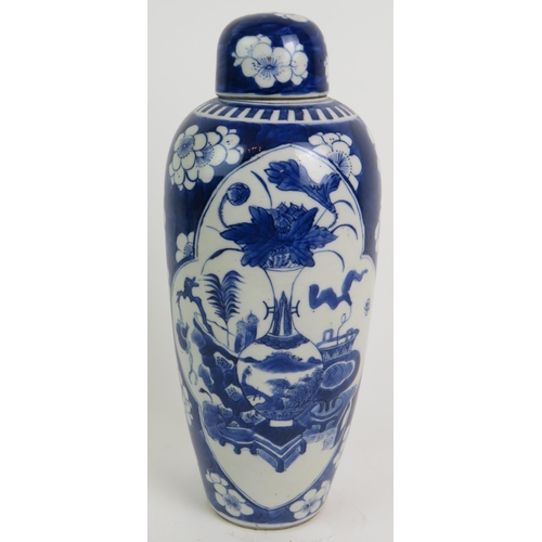 9 - A fine Chinese antique porcelain covered vase decorated in the Kangxi style, probably 19th Century, ... 