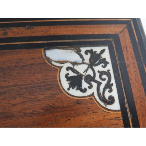 93 - An early 19th Century walnut and ebony lace box with ebony and ivory inlay decoration, with key. 54c... 