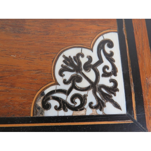 93 - An early 19th Century walnut and ebony lace box with ebony and ivory inlay decoration, with key. 54c... 