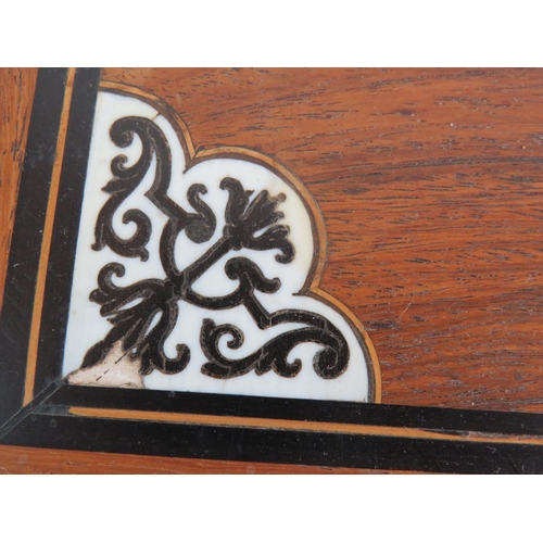 93 - An early 19th Century walnut and ebony lace box with ebony and ivory inlay decoration, with key. 54c... 